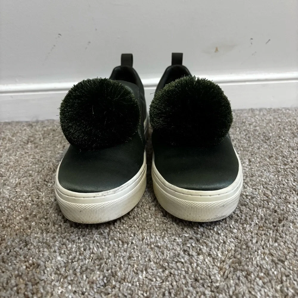 TORY BURCH Pom Pom Satin Platform Sneaker In Green Women’s Size 6.5